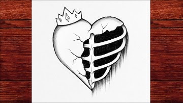 How to Draw a Broken Heart with Crown | Dark Aesthetic Pencil Art