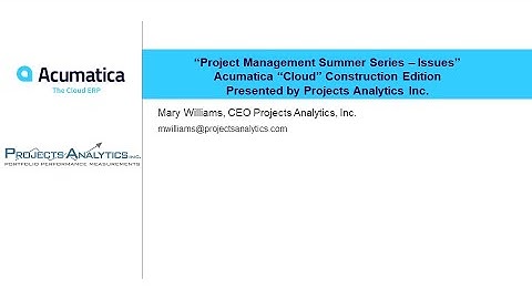Acumatica Project Issues