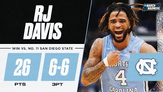 RJ Davis goes perfect from deep in UNC's First Four win