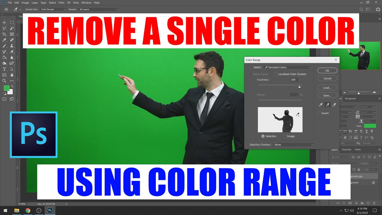 How to Remove Background/Single Color in Photoshop [ Quick & EasyTutorial  Using Color Range ] - YouTube
