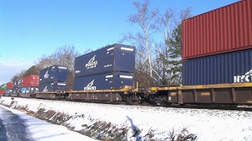 NS Intermodal Train at a snow covered Ivor, Virginia