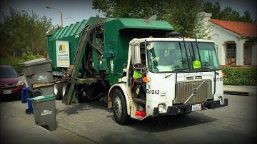 2 Volvo WXLL - Amrep Automated Side Loader Garbage Trucks
