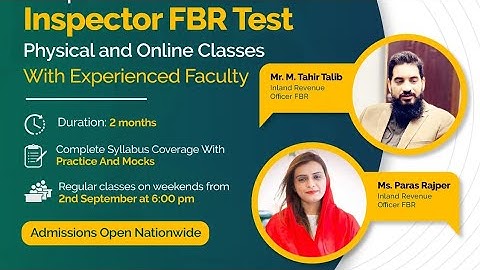 FBR Inland Revenue Inspector test -  Lecture 3