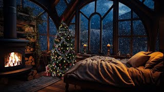 Soothes and restores with fireplace sounds & blizzard | Black Screen Sleep Aid | winter wonderland