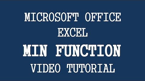 Video Tutorial How To Use MIN FUNCTION In EXCEL