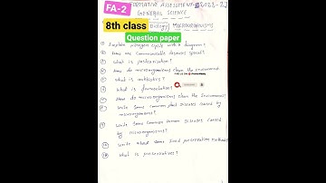 8th Class Science FA-2 Questions 2022-23