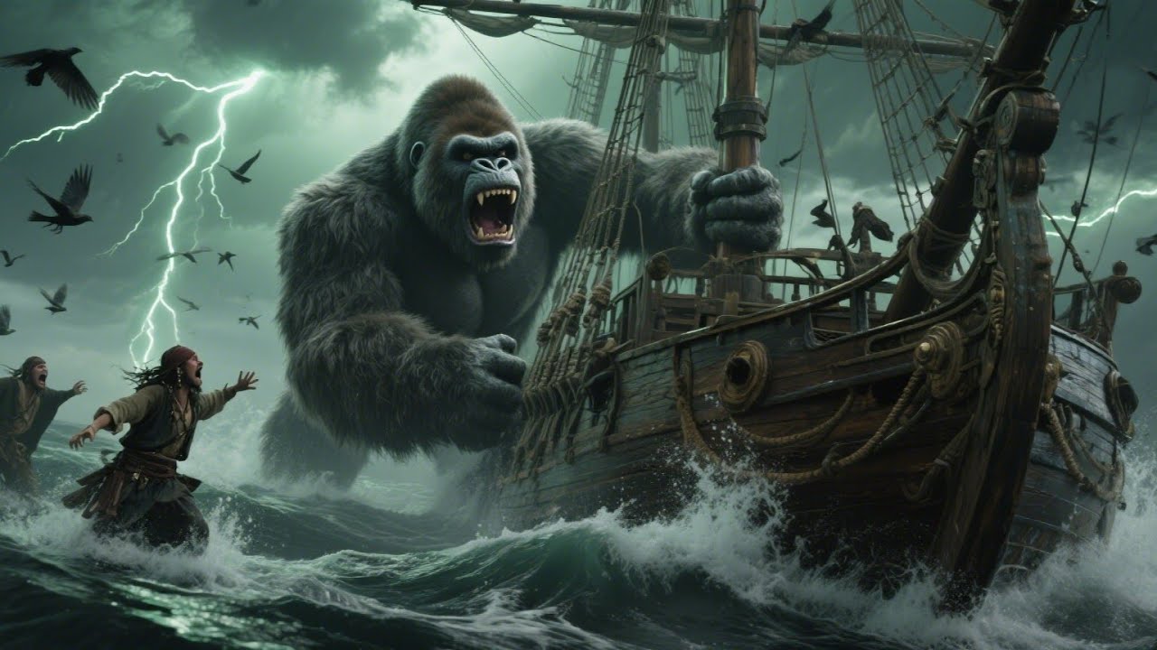 “King Kong vs  The Sea Serpent Battle for the Pirate Ship”