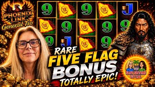 RARE FIVE FLAGS ON PHOENIX LINK, GENERAL TSO WAS GENEROUS #slotsisterssocal #phoenixlink #casino