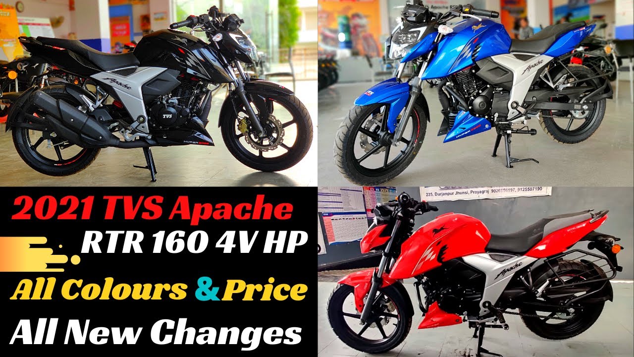 21 New Tvs Apache Rtr 160 4v Hp Bs6 All Colour New Change Price Top Speed Walkaround Youtube