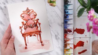 Watercolor Painting an Art Nouveau Chair / Real Time