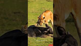 Mother Buffalo Saves Calf From Lion Attack