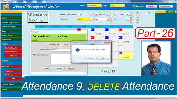 Student Management System in Access 2007| Part 26 |Attendance 9 |Delete Attendance Record
