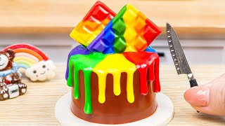 Miniature Rainbow Chocolate Cake Decorating 🌈 Satisfying Rainbow Cake Decorating By Baking Yummy