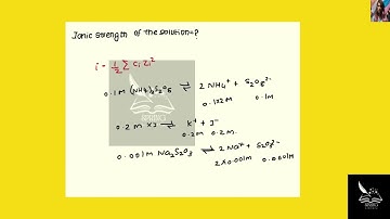[Chemistry] Calculate ionic strength for a solution with 0.1M (NH4)2S2O8 + 0.2M KI + 0.001M Na