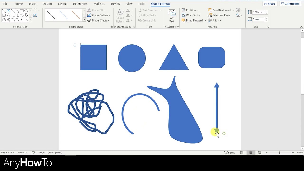 How To Insert Shapes In Microsoft Word Youtube
