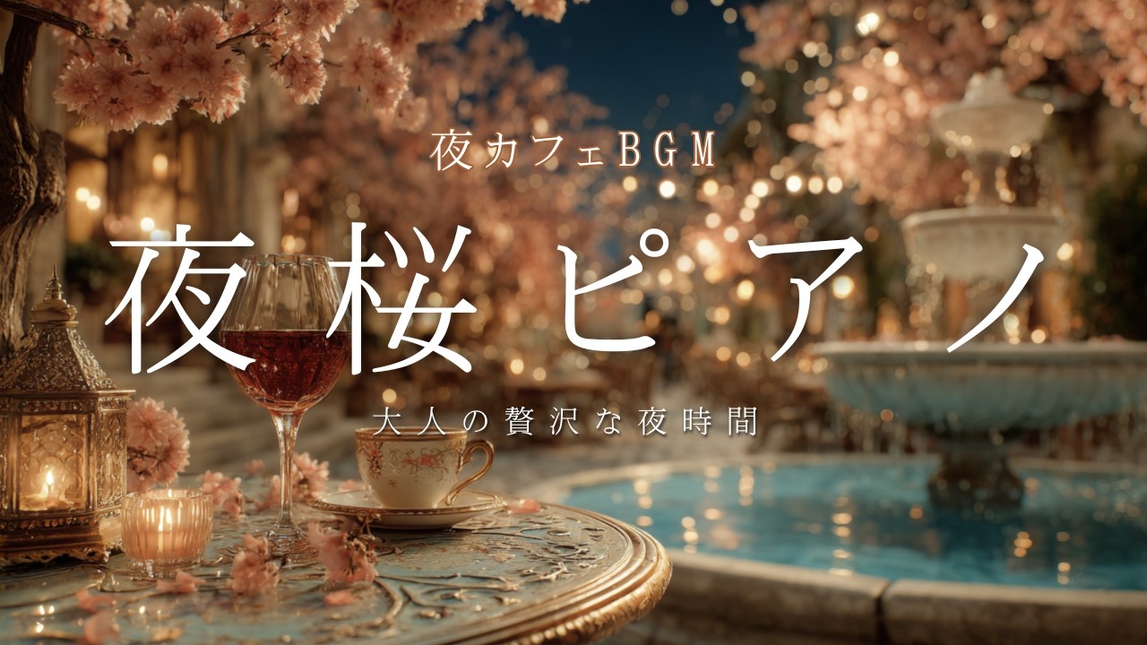 【夜カフェBGM】大人の静かな夜時間聴きたい、心安らぐ夜桜テラスのピアノ、一日の疲れを癒す、贅沢でロマンチック