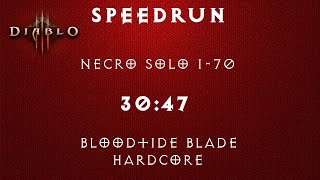 [Diablo 3] 2.6.9 / SpeedRun Hardcore Necro Solo Level 1-70 in 30:47 (with Bloodtide Blade)