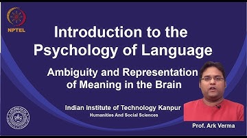 noc19-hs14 Lecture 19 - Ambiguity and Representation of Meaning in the Brain