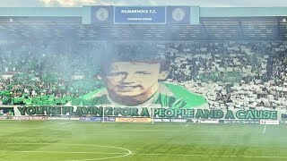 AMAZING TOMMY BURNS TIFO / YOU'RE PLAYING FOR A PEOPLE AND A CAUSE / CELTIC FANS