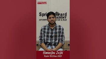 Mr. Himanshu Joshi | RAS-2021 Rank-153  #springboardacademyonline #education