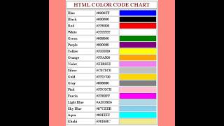 HTML Color Code Chart | HTML Tutorial #html #colorcode #color #shorts #viral #trending