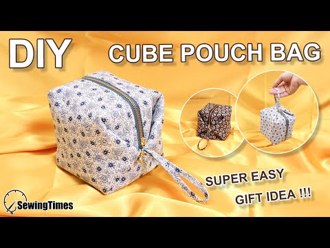 DIY CUBE POUCH BAG | Super Easy purse bag Tutorial | Sewing Gift Ideas [sewingtimes]