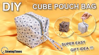 DIY CUBE POUCH BAG | Super Easy purse bag Tutorial | Sewing Gift Ideas [sewingtimes]