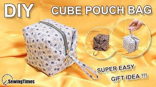 DIY CUBE POUCH BAG | Super Easy purse bag Tutorial | Sewing Gift Ideas [sewingtimes]