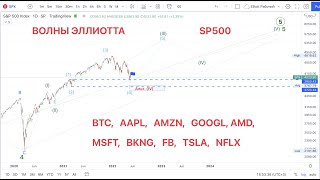 Волны Эллиотта: SP500, Bitcoin, AAPL, AMZN, GOOGL, AMD, MSFT, BKNG, FB, TSLA, NFLX. Анализ и прогноз