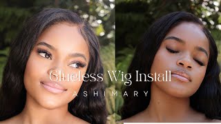 QUICK EASY GLUELESS WIG INSTALLATION ft ASHIMARY | 2 in 1 wet &amp; wave + straight wig