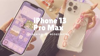 iPhone 13 Pro Max Unboxing | cute accessories | aesthetic home screen ✨