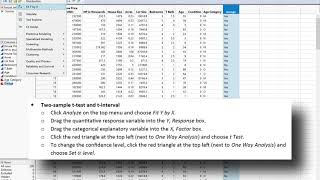 MSIT 3000: Two sample t-test in JMP