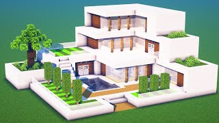 Minecraft - Tutorial Membuat Rumah Modern 3 Lantai Simple !