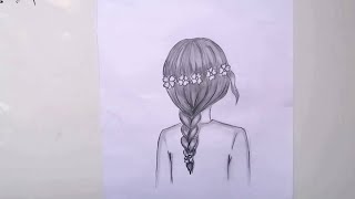 رسم انمي سهل جدا/تعليم رسم الشعر من الخلف بالرصاص للمبتدئين بطريقة سهلة وبسيطة