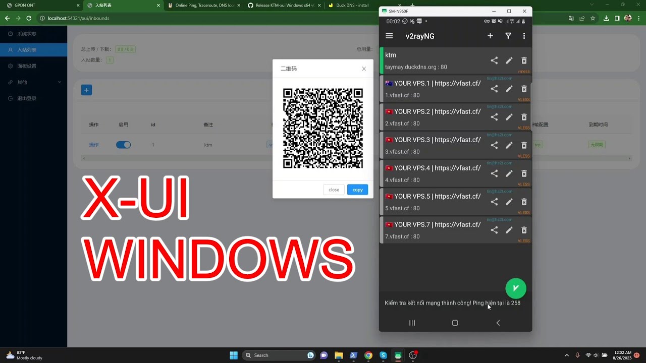x-ui cho windows | tự tạo vmess, vless, trojan.... - YouTube