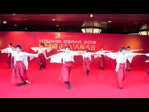 [4K] 桃山学院大学よさこい連 真輝-SANAGI-　よさこい大阪大会 2018 (中央)