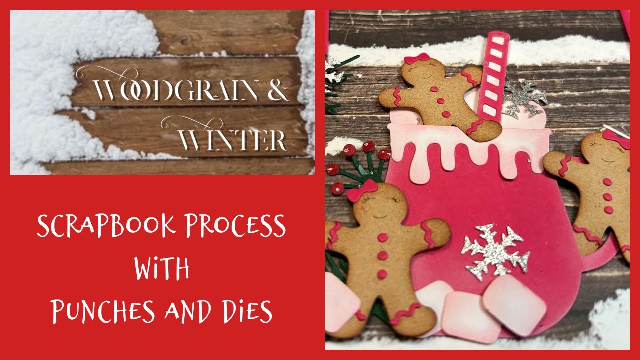 Текстура дерева и зима/Процесс создания скрапбука/Снег – это так весело