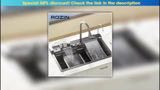 Hands-on 304 Stainless Steel Kitchen Sink with Digital Display Waterfall Faucet, Multifunctional 75