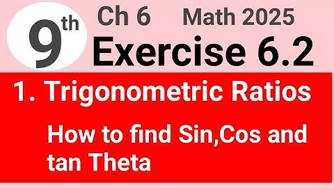 Exercise 6.2 question 1 math 9 PCTB || trigonometric Ratios || waseem academy