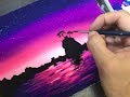 【綺麗な風景の描き方】Acrylic paint silhouette landscapeシルエット風景Part2