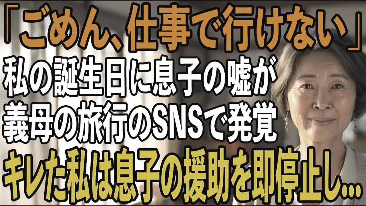 私の誕生日に、息子が嘘をつき義母と海外旅行に行ったとSNSで発覚...私のクレカも勝手に使用されたので→即援助も縁も断ち切った結果【シニアライフ】【60代以上の方へ】