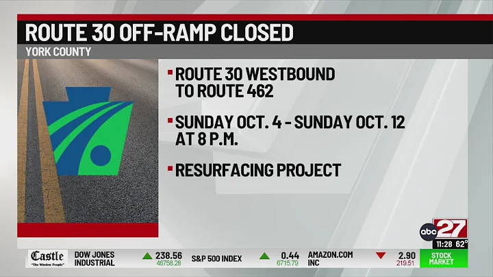Route 30 off-ramp closed tonight through next week