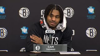 Cam Thomas on if he was frustrated to come off the bench as Nets team lost to Rockets: “No comment.”