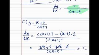 The Quotient Rule- Exercise 9E - Question 1- A-level Maths Pure 2 #alevelmaths