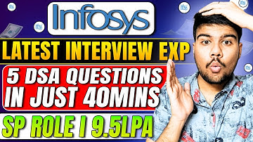 🚨Infosys Specialist Programmer Interview Experience: 5 DSA Questions in Just 40 Mins!😱