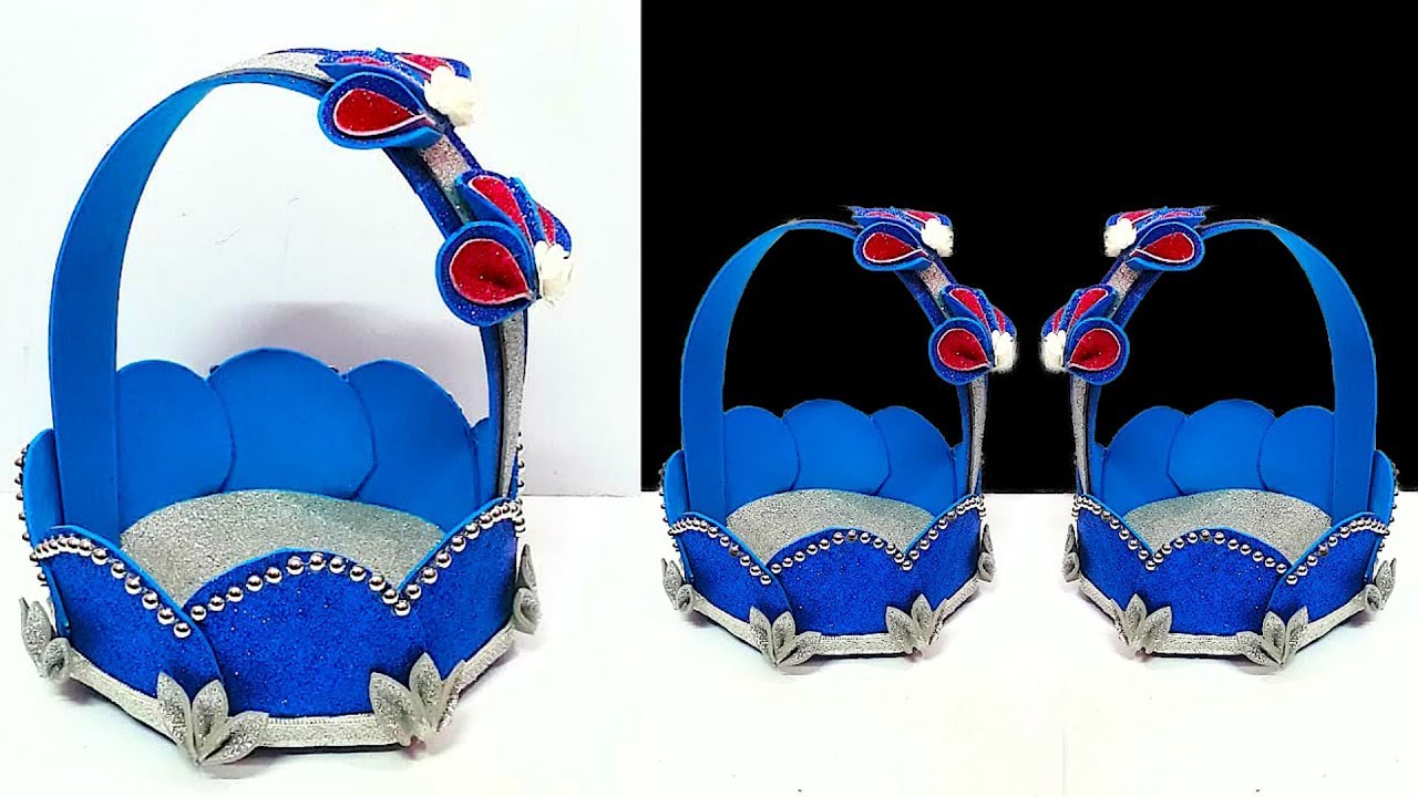 How to Make Basket from Glitter Foam sheet at home basket making craft