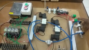 Rangkaian elektropneumatik silinder A+ A- dengan 2 sensor proximity