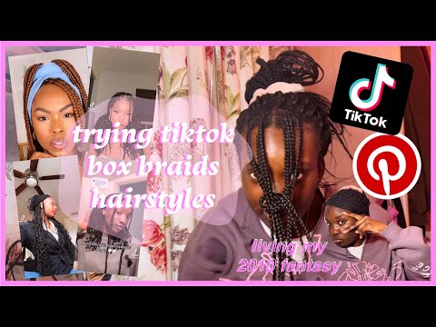 TRYING TIKTOK Y2K BOX BRAID HAIRSTYLES // 5 different ways to style box braids