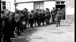 American soldiers seen in France, during lulls in battle, World War I HD Stock Footage