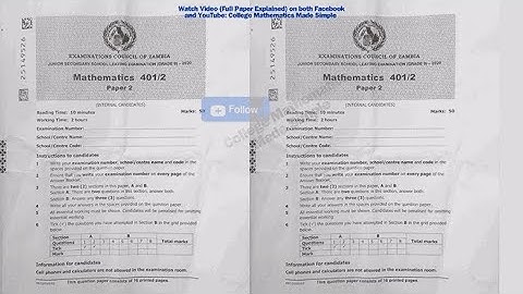 Grade 9 Mathematics Paper 2, 2020 ECZ Paper